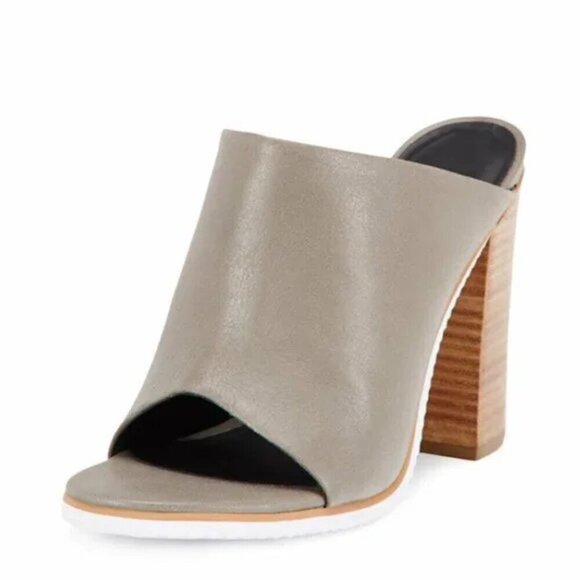 TIBI Bee Mules in Storm Gray Leather Open Toe - Picture 1 of 11